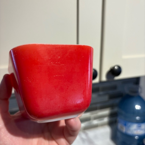 Vintage Pyrex Delphite Blue Fridge Primary Red Fridgie - Picture 8 of 16